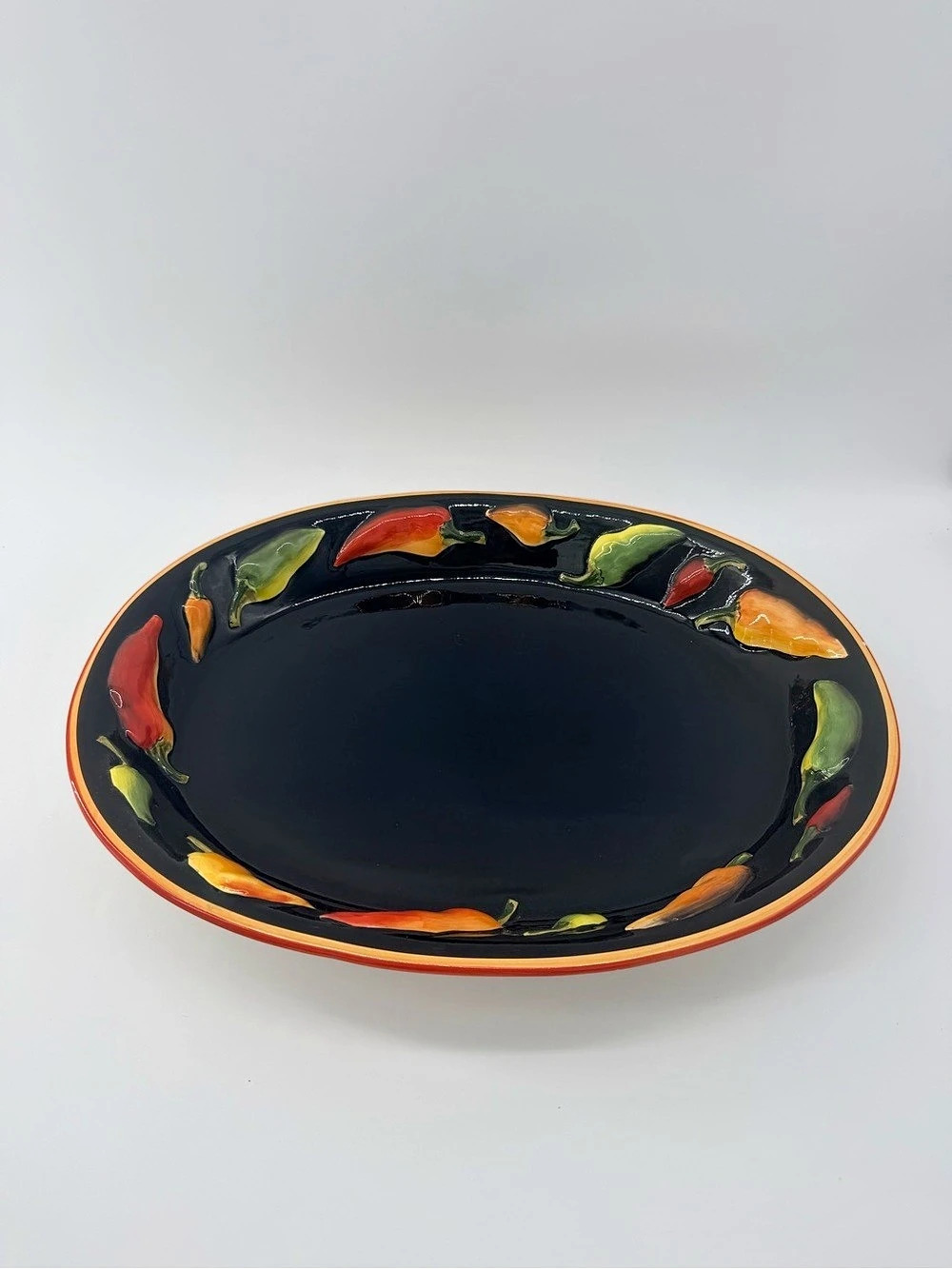 Certified International Harvest Garden Oval Serving Platter Black Multi